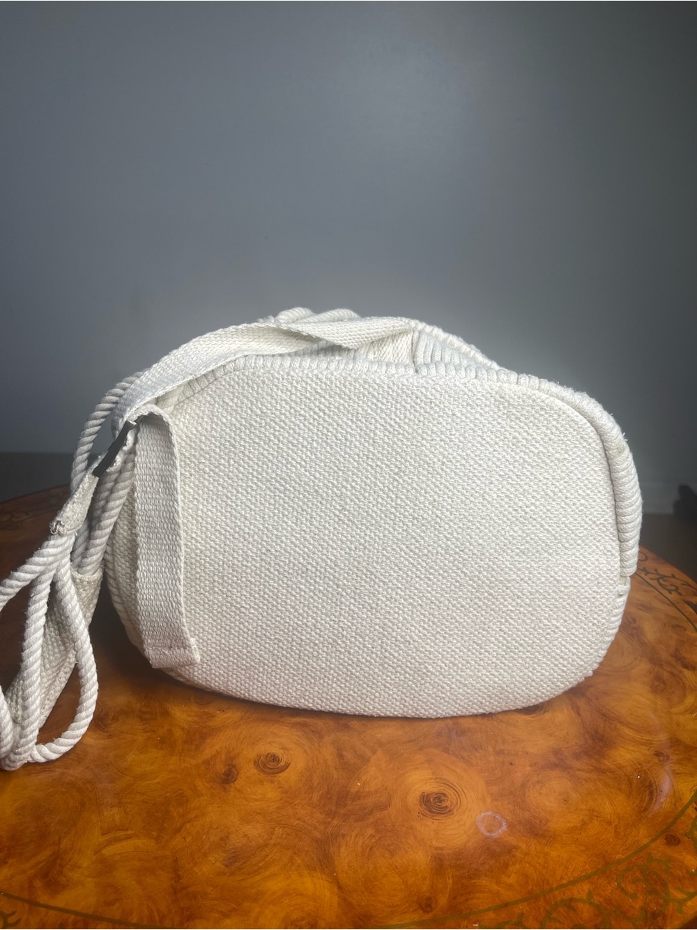 Cream Textured Drawstring Backpack - Picture 3 of 4